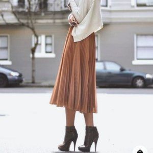 Aritizia Wilfred XS pleated skirt in dark taupe/tan.